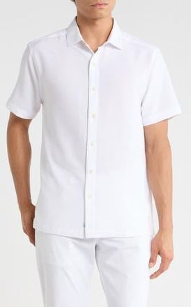 Greg Norman Seersucker Short Sleeve Button-Up Shirt in White at Nordstrom Rack, Size Xx-Large