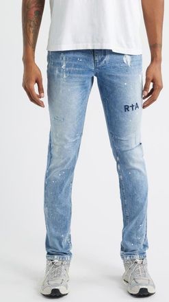 Rta Clayton Paint Splatter Ripped Skinny Jeans in Distressed White Paint at Nordstrom, Size 34