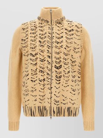 Maison Margiela virgin wool cable knit zip cardigan