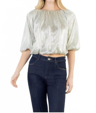 THML Clothing Sequin Flowy Top In Silver