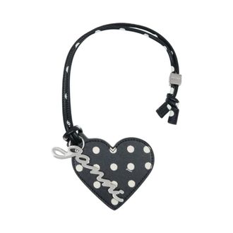 Ganni Keyrings, female, Black, Size: ONE SIZE Heart Mirror with Dots