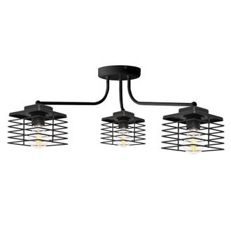 Netlighting Edison Multi Arm Semi Flush Ceiling Light Black 65cm