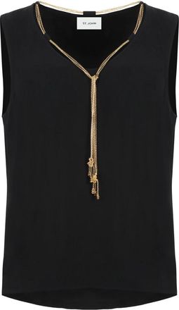 St. John Cr&ecirc;pe Blouse - Dames - Tops zonder mouwen - Zwart - S - Tops