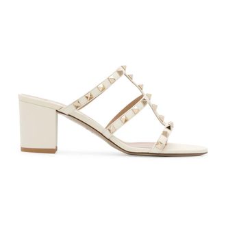 Valentino Garavani Heeled Mules, female, White, Size: 7 1/2 US Rockstud Leather Mule