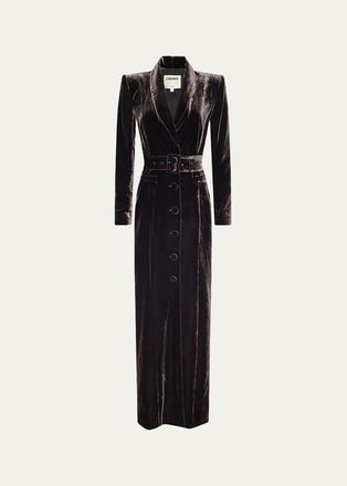 L'agence Raini Velvet Shawl-Collar Maxi Coat