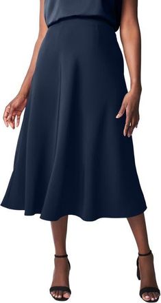Jessica London Bi-Stretch Swing Skirt in Navy at Nordstrom, Size 20