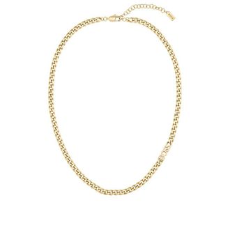 BOSS Curb-chain logo necklace in gold-tone steel