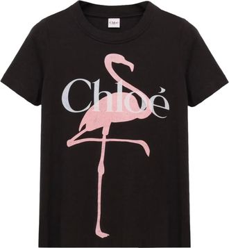 Chlo&eacute; Black Graphic Crew Neck T-Shirt