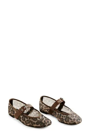 Reformation Bethany Ballet Flat in Leopard Mesh at Nordstrom, Size 9.5