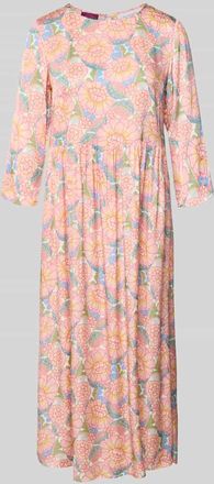 Rich & Royal Midikleid aus Viskose mit Rundhalsausschnitt in Rosa, Gr&ouml;&szlig;e 34