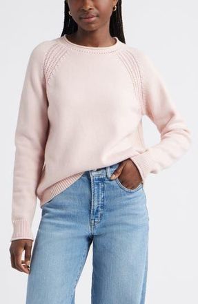 Caslon Raglan Sleeve Roll Neck Wool & Cotton Sweater in Pink Smoke at Nordstrom Rack, Size X-Small