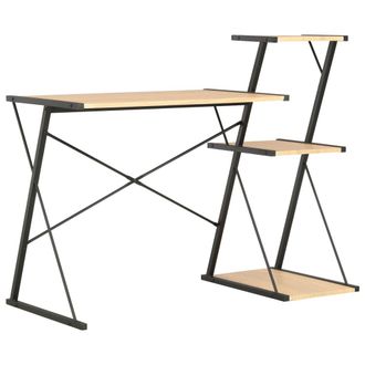 vidaXL Vidaxl - Escritorio Con Estanter&iacute;a Negro Y Roble 116x50x93 Cm
