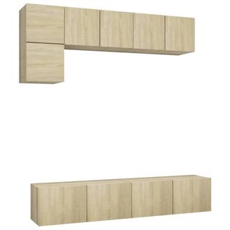 Berkfield Home 5 Piece TV Cabinet Set Sonoma Oak Engineered Wood in Light Tan
