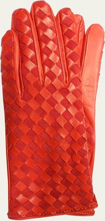 Guanti Giglio Fiorentino Woven Cashmere-Leather Gloves