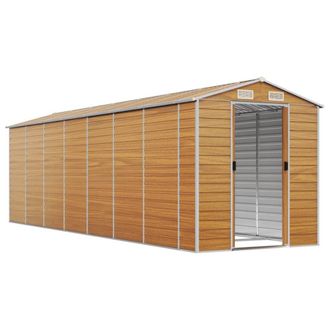 Berkfield Home Garden Shed Light Brown 191x640x198 cm Galvanised Steel | Size: 191 x 640 x 198 cm