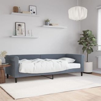 vidaXL Sof&aacute; Cama Con Colch&oacute;n Terciopelo Gris Oscuro 80x200 Cm Vidaxl