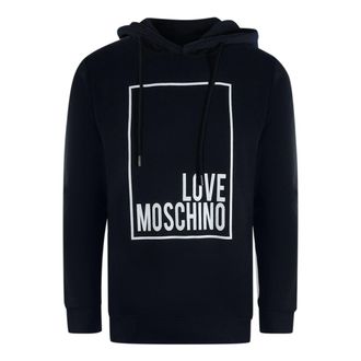 Moschino Love Moschino Marineblauwe Hoodie Met Wit Boxlogo