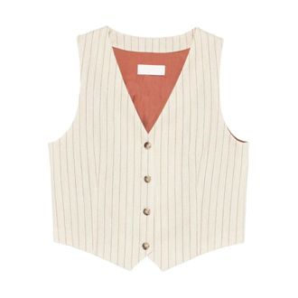 Circolo 1901 Vests, female, Beige, Size: L Pinstripe Buttoned Waistcoat