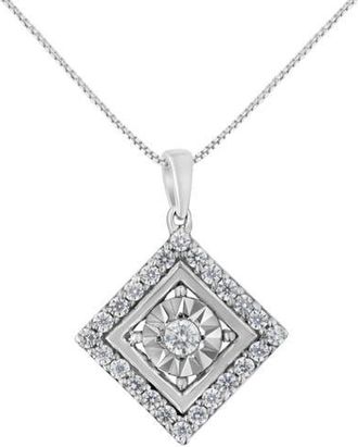 House of Brilliance 10KT White Gold 1/2 cttw Diamond Square Pendant Necklace at Nordstrom