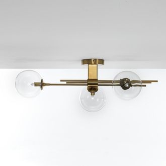 Oresteluchetta L&aacute;mpara De Techo De Lat&oacute;n Y Vidrio 3 Luces Dise&ntilde;o Moderno Talia