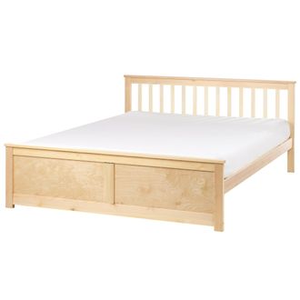 Beliani Cama Con Somier De Madera De Pino Mdf Minimalista 160 X 200 Cm Marr&oacute;n Claro Olendon