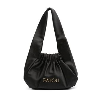 Patou Shopping Bags, female, Black, ONE SIZE, Black Satin Finish Tote Bag