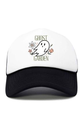 Dalix Ghost Garden Snapback Trucker Hat in Black White at Nordstrom