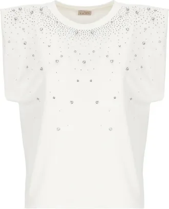 Marella Tops, Dames, Wit, S, Katoen, Linea Emme T-shirt