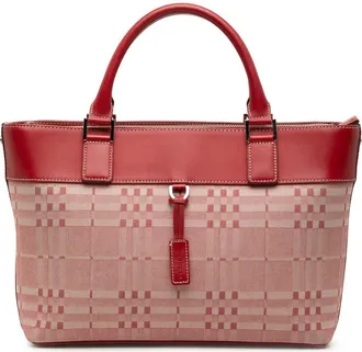 Burberry Pre-owned Burberry Leather Trimmed Tonal Check Canvas Handbag Ladies WEXDS24GGZBX1Q1M
