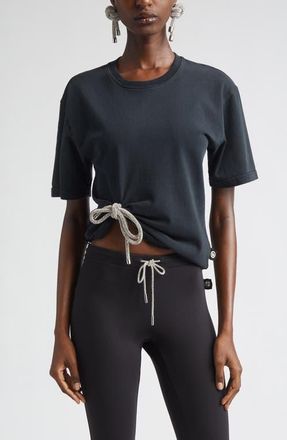 Area Crystal Bow T-Shirt in Washed Black at Nordstrom, Size X-Small