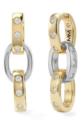 Melinda Maria Ashley Cubic Zirconia Convertible Link Hoop Earrings in Gold Mix-White at Nordstrom