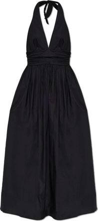 Matteau Plunge Halter Jurk - Dames - Maxi kleedjes - Zwart - M - Katoen - Kleedjes