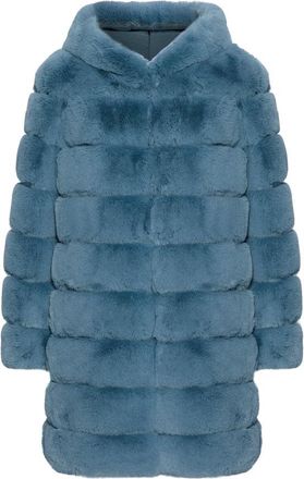 Americandreams Blake Faux Fur Jas Lang - Dames - Jassen - Blauw - M - Polyester - Jassen