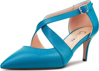 Castamere Stiletto Mid Heel Pointed Toe Cross-Strap Pumps Court Shoe Wedding Party 6.5 CM Heels Blue Matte 6.5 UK