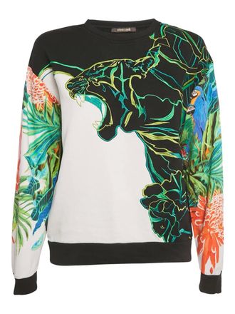 Roberto Cavalli graphic-embroidered cotton sweatshirt - Black