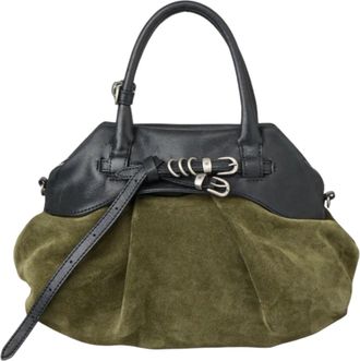 Margesherwood Dark Olive Soft Grandma Layered Suede Shoulder Bag