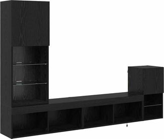 vidaXL Unidades De Pared Para Tv Roble Negro Madera Contrachapada Vidaxl