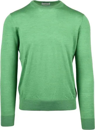 Ballantyne Crew Neck Knit Sweater in Soft Green Wool