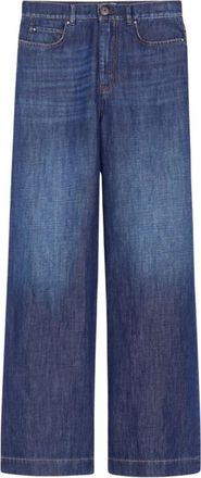 Max Mara Linnenmix Wijde Pijp Jeans - Dames - Loose Fit Jeans - Blauw - 2XS - Linnen - Jeans