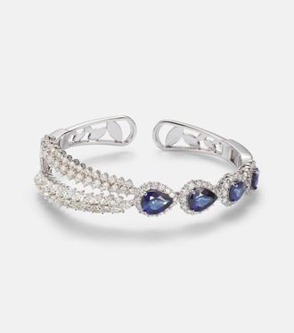 Yeprem Reign Supreme 18kt white gold bangle with sapphires and diamonds
