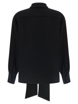 Alberto Biani Lavalli&egrave;re Neck Silk Cady Blouse - black