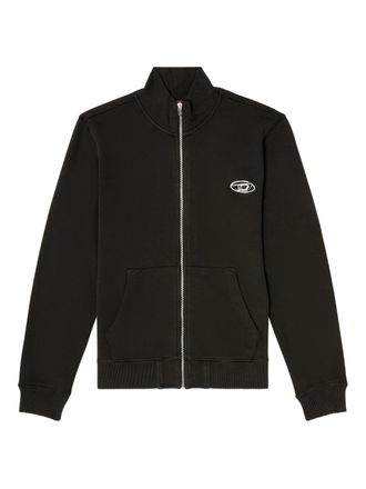 Diesel Black S-Ginn-Zip-Iod Cotton Sweatshirt