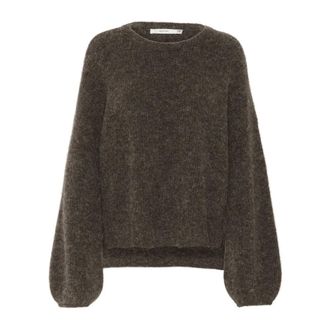 Gestuz Gezellige Pullover in Chestnut Melange - Dames - Ronde hals truien - Bruin - S - Wol - Truien & Vesten