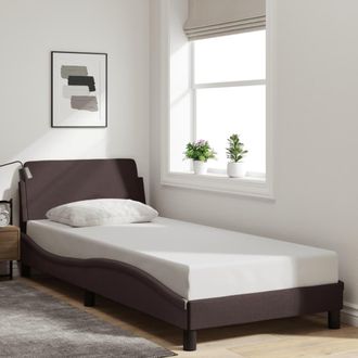 vidaXL Estructura De Cama Sin Colch&oacute;n Tela Marr&oacute;n Oscuro 90x200 Cm Vidaxl