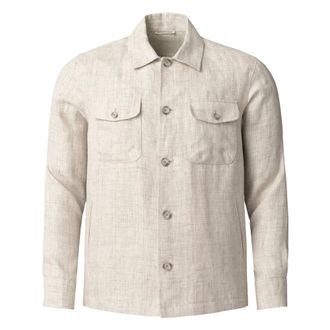 Eton Four Pocket Shirt Jacket - male - Eton - Light Jackets - Beige - L - Jackets