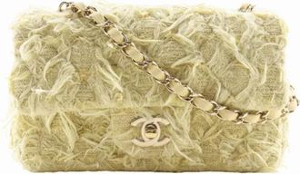 Chanel Pre-owned Fabric chanel-bags - Dames - Vintage Schoudertas - Geel - ONE Size - Tweed - Vintage