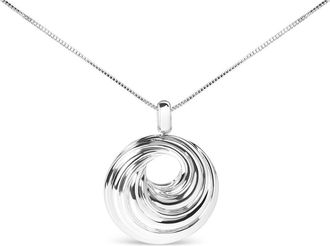House of Brilliance 925 Sterling Silver Endless Wave Swirl Statement Medallion Pendant Necklace in White at Nordstrom