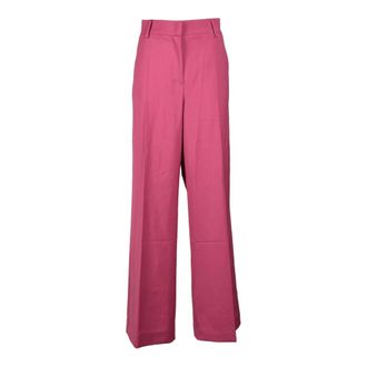 Max Mara Broeken, Dames, Roze, L, Wol, Puur Wol Weekend Broek