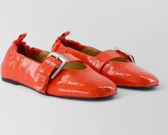 Ganni leather butterfly loafers