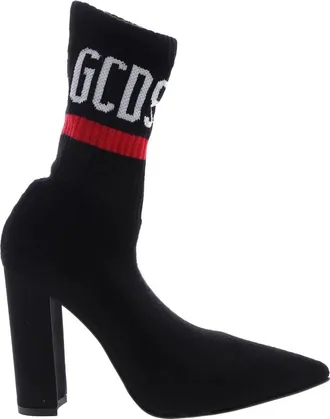 GCDS Gcds, Schoenen, Dames, Zwart, 40 EU, Leer, Pointy Logo Boots
